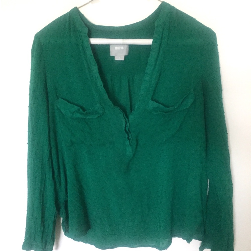 Anthropologie Maeve Green Blouse